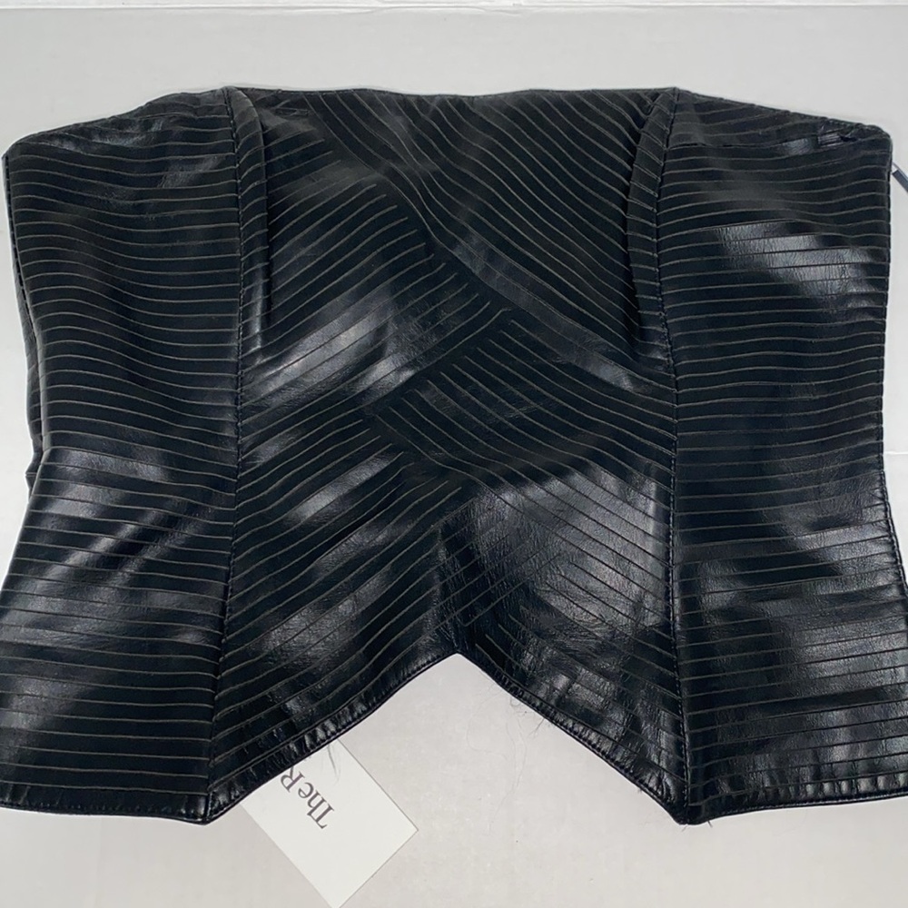 Armani black leather bandeau top